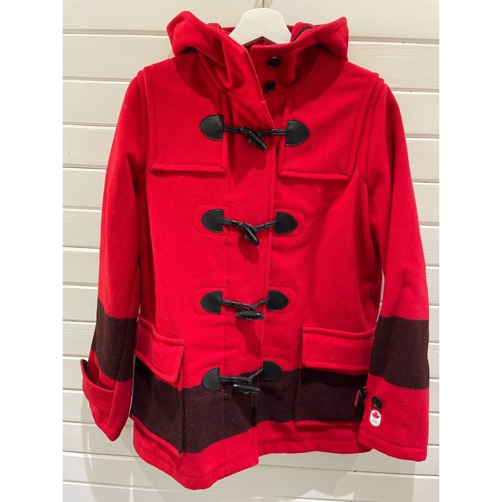 Hudson's Bay Company Olympics wool Women's red Duffle Coat Size Medium.